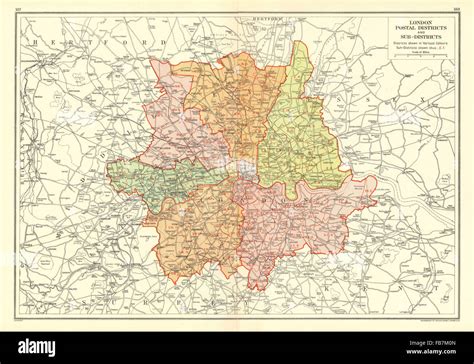 London Postal Districts And Sub Districts Postcodes 1937 Vintage Map