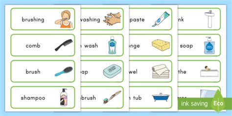 Keeping Clean Word Cards Personal Hygiene Teacher Made