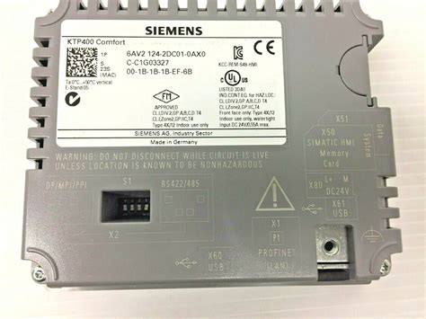 Siemens Simatic Hmi 6av2 124 2dc01 0ax0 Ktp400 Comfort Control Panel