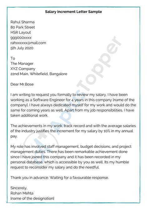 Sample letter requesting for promotion at work resume simple templates. Salary Increment Letter | Format, Samples, How To Write ...