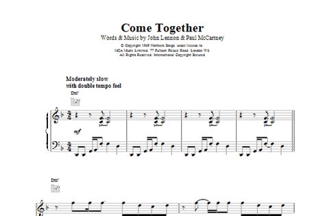 Come Together Sheet Music The Beatles Piano Vocal And Guitar Chords