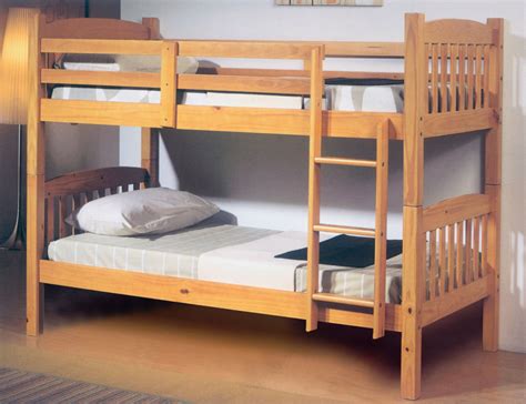 Cama Litera Dormitorio Juvenil En Madera Color Miel Con Somieres De