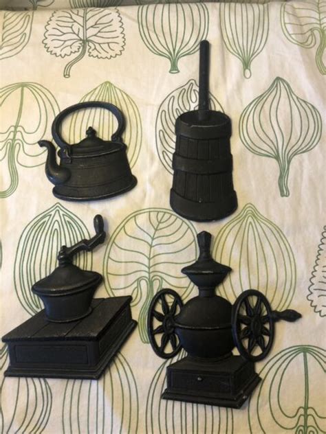 set of 4 sexton usa black cast metal plaques kitchen wall decor 1970 s ebay