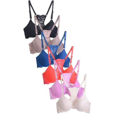 247 Frenzy 6 Pack Sofra Women S Full Coverage Lace Accent Bra