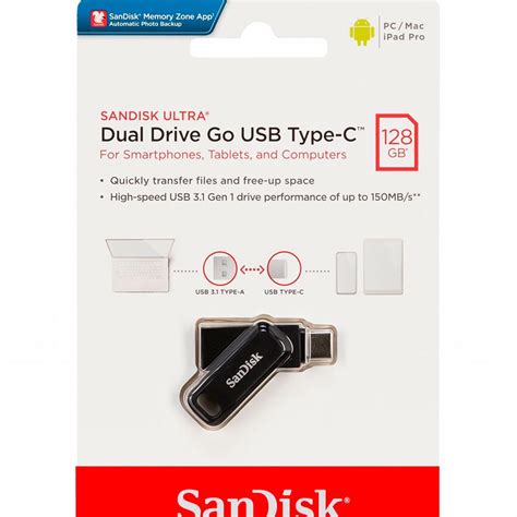 Sandisk Ultra Dual Go Usb C 128gb Pendrive Black Techinn
