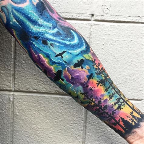 Truly Artistic Watercolor Sleeve Tattoos Sleeve Tattoos Full Sleeve Tattoos Galaxy Tattoo