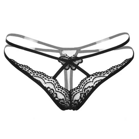 Women Sexy Lingerie Womens Crotchless Lace Flowers Thongs Panties G