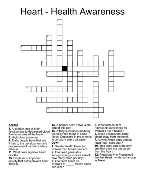 National Heart Month Awareness Crossword Wordmint