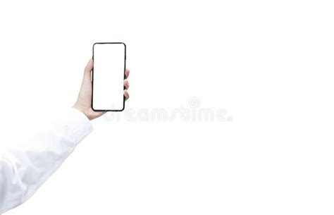 Mock Up Smartphone Blank Screen Close Uphand Holding Blank Screen