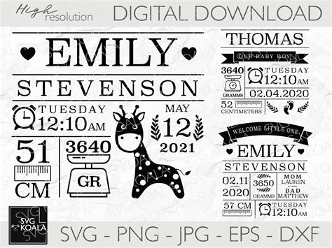 Metric Baby Stats Bundle Svg Baby Birth Announcement Etsy Uk