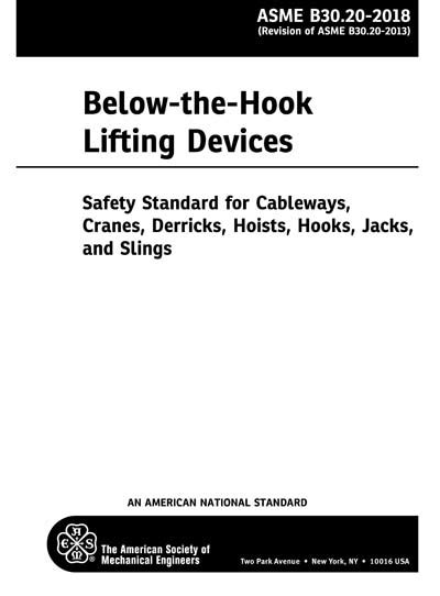 Asme B3020 2018 Below The Hook Lifting Devices