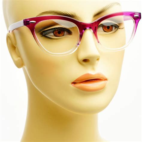 Sleek Modern Reading Style Half Tinted Clear Lens Cat Eye Glasses