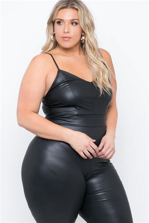This Plus Size Stretch Knit Jumpsuit Features A Sleeveless Design A V Neckline With