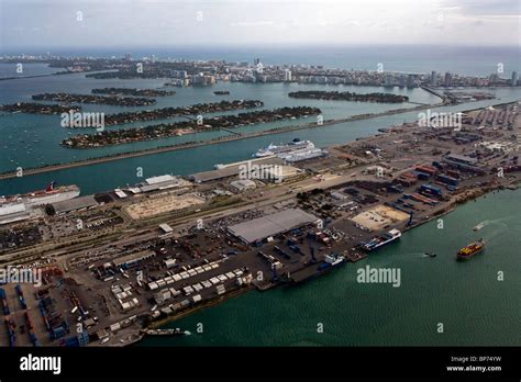 Aerial View Above Port Of Miami Florida Stock Photo Alamy