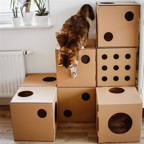 Cardboard 7 Modular Cat House Box Playhouse Furniture Cave Etsy Denmark