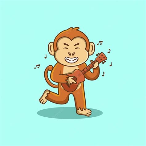 Premium Vector Funny Monkey Playing Ukulele Icon Cartoon Vector