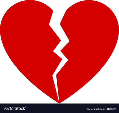Red Broken Heart Royalty Free Vector Image Vectorstock