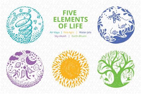 Five Elements Of Life Vector Set Elements Tattoo Fifth Element