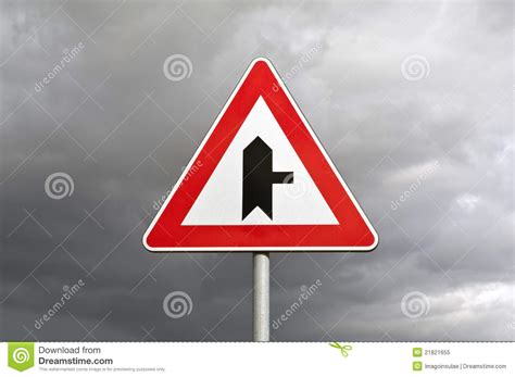 Intersection Right Danger Road Sign Royalty Free Stock Photo Image