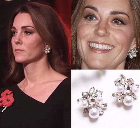 Kate Middleton Replica Earrings Pearl Crystal Cluster Wedding