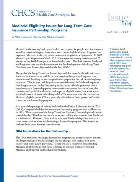 Relief of certain deadlines notice. Medicaid Eligibility Issues for Long-Term Care Insurance Partnership Programs - Center for ...