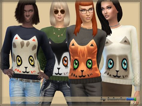 The Sims Resource Sweater Cat By Bukovka Sims 4 Downloads