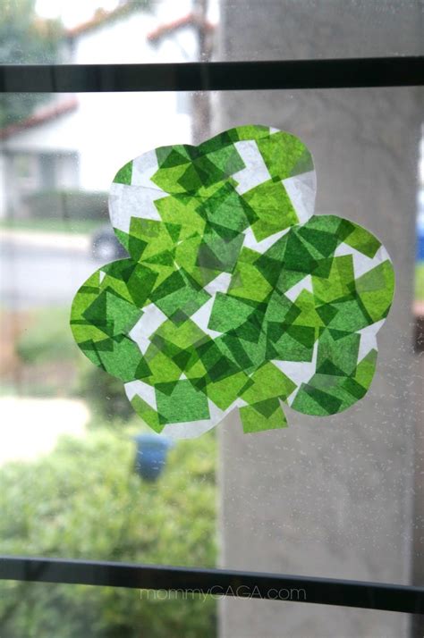 St Patricks Day Crafts Shamrock Stained Glass Art With
