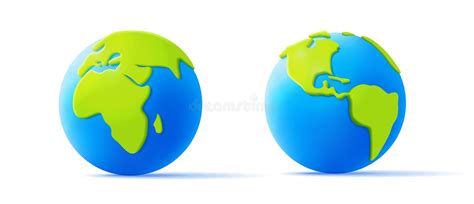 Cartoon Planet Earth 3d Vector Icon In Green And Blue Colours Volume