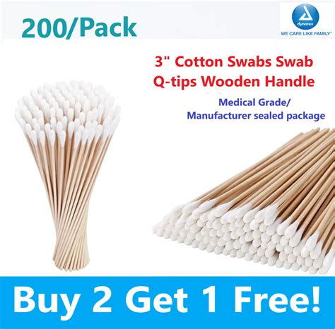 200pc Cotton Swabs Swab Q Tips 3 Long Wood Medical Grade Manufacturer Sealed Us Ebay