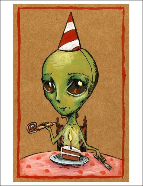 Birthday Alien Card Etsy