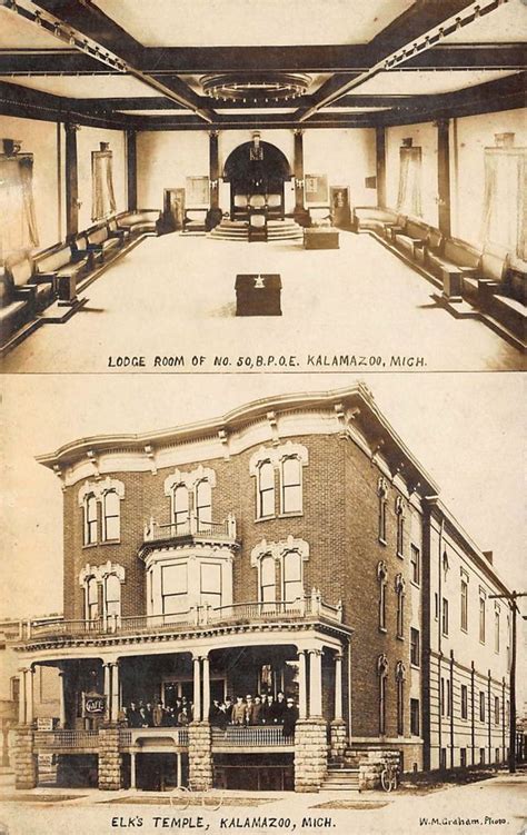 Mi 1911 Real Photo Bpoe Elks Temple And Lodge Room Kalamazoo Michigan