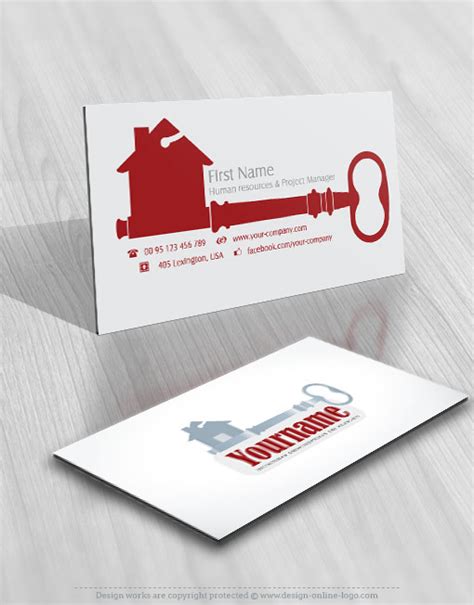 Exclusive Design Key House Real Estate Logo Free Business Card