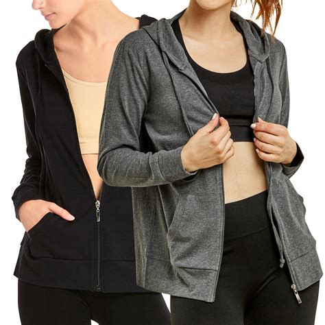 Womens Lightweight Cotton Blend Long Sleeve Zip Up Thin Hoodie Jacket