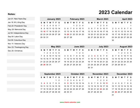 2023 Yearly Calendar Printable Calendar 2023 Best Printable Calendar