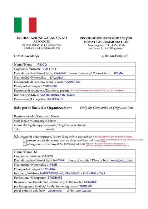 If a friend or family member in ireland is helping to pay: How to fill in the Italian Invitation Letter for Tourist Visa - The YinYang journey