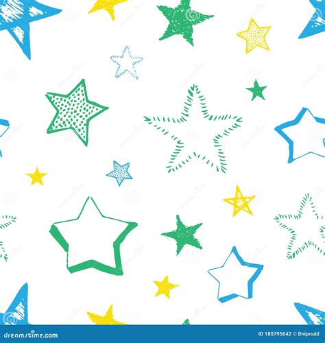 Seamless Background Of Doodle Stars Stock Vector Illustration Of
