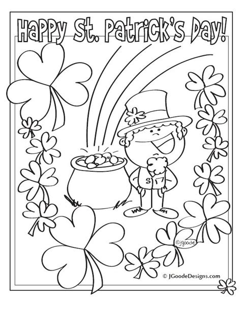 The shamrock is rather large net to the girl. St Patricks Day Leprechaun, Lucky Clover and Pot of Gold coloring page | St patrick day ...