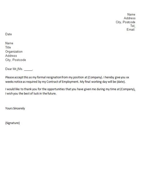 Employee Resignation Letter Uk Docoments Ojazlink Resignation Letter
