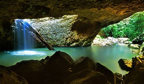 There Is A Small Waterfall In The Cave