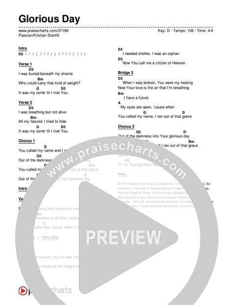 Glorious Day Chords Pdf Passion Kristian Stanfill Praisecharts