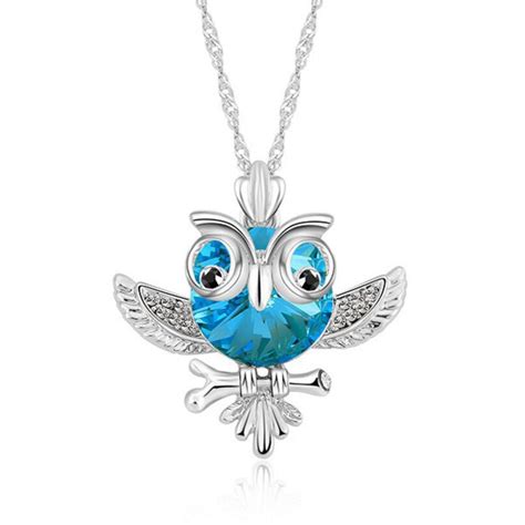 Cute Animal Pendant Necklace Classic Round Heart Crystal Necklaces