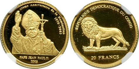 It has a circulating supply of 14 million drc coins and a max supply of 14.7 million. 20 Franc 2003 Democratic Republic of the Congo Gold Pope ...