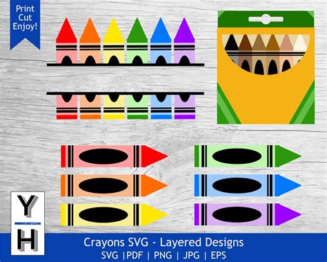 Crayon Svg Teacher Crayon Split Name Frame Clipart Crayons Etsy
