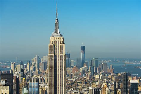 Usa New York City Empire State Building With Manhattan Skyline In Background Photograph By