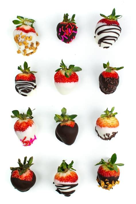 Chocolate Covered Strawberries With Different Toppings Arranged In A Circle On A White Background