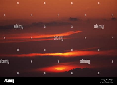 Sunset Between Clouds State Rendsburg Eckernfoerde Stock Photo Alamy