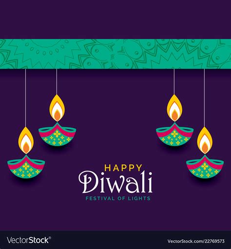 Beautiful Happy Diwali Festival Greeting Design Vector Image