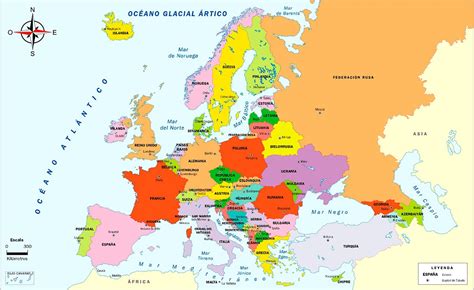 Mapa De Europa Político Y Físico Mudo Y Con Nombres Países