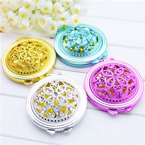 3pcs Portable Compact Mirrors Girl Double Side Folded Hollow Out Makeup