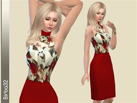 Red Roses Dress By Birba32 At Tsr Sims 4 Updates